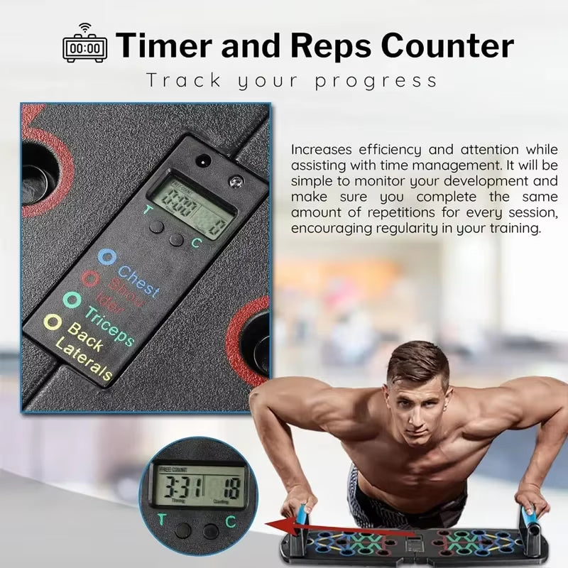 Smart Foldable Push-Up Board with Automatic Counter – Multi-Grip Stand for Core & Strength Training at Home