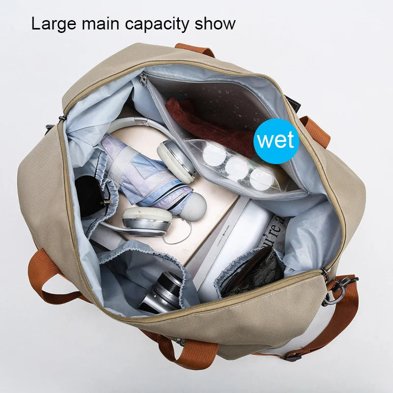 Portable Travel Gym Bag – Duffle Weekender, Carry-On Fitness Bag with Shoulder & Crossbody Straps