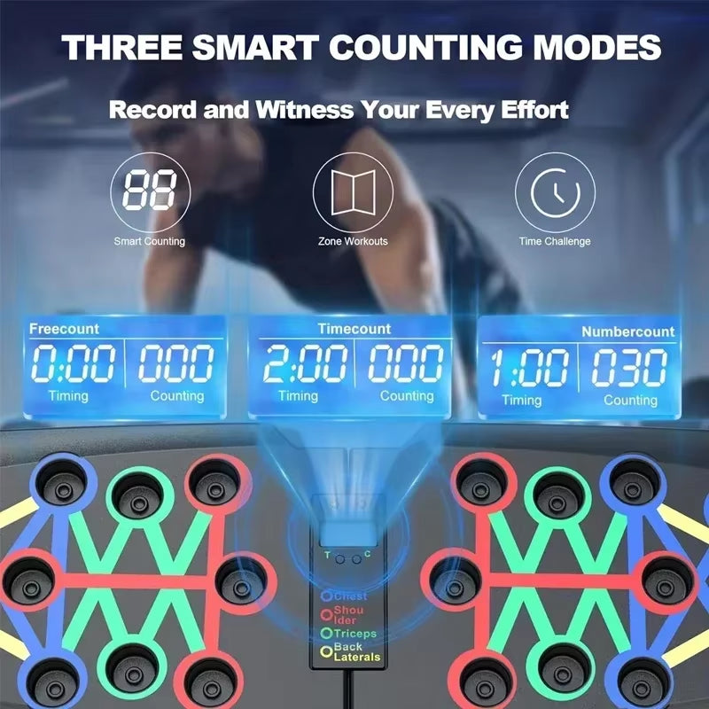 Smart Foldable Push-Up Board with Automatic Counter – Multi-Grip Stand for Core & Strength Training at Home