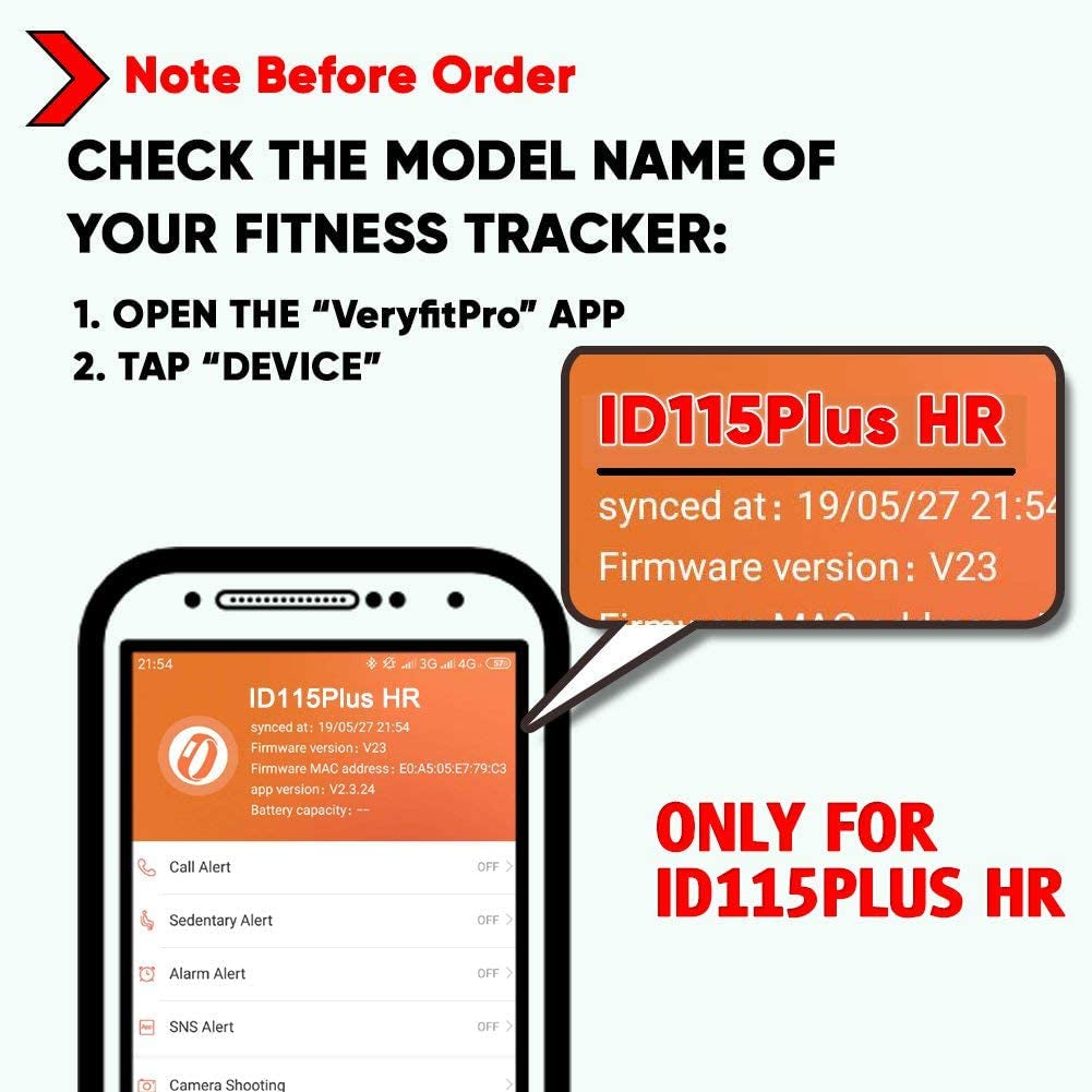 ID115Plus HR Bands Replacement for VeryFitPro, Letscom, Lintelek